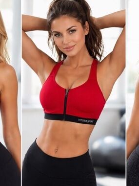 Victoria's Secret Bold Red Sport Bra NWT 36C Zip Front Activewear